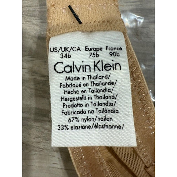 NWT Calvin Klein "Naked Glamour" F3493 Strapless T-Shirt Push-Up Bra, Beige-34B - Picture 6 of 8